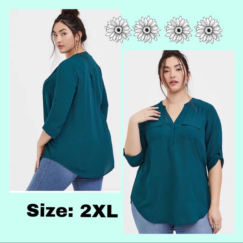 NWT Torrid Teal Pullover Tunic Blouse